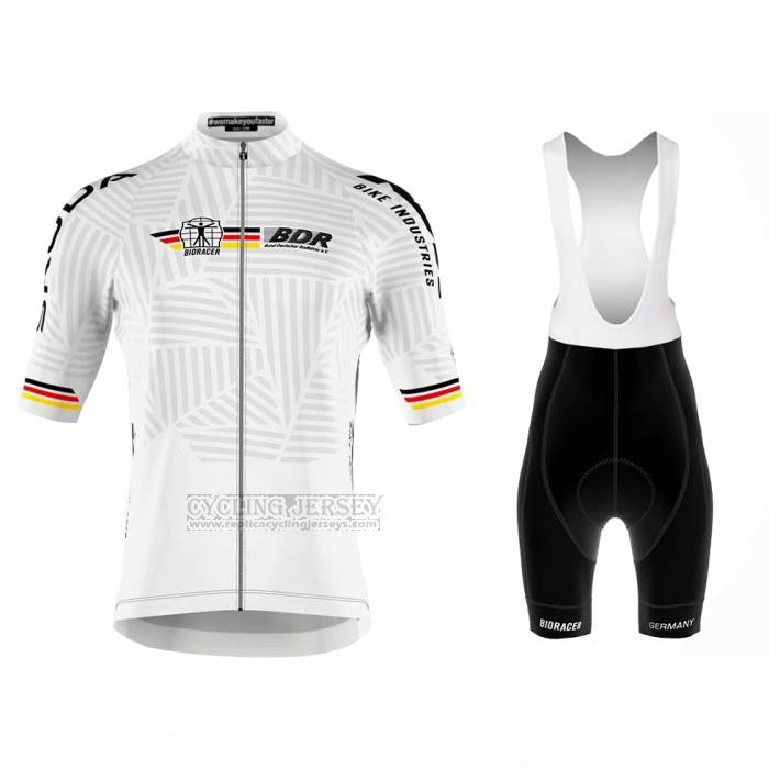 2023 Cycling Jersey Germany White Short Sleeve And Bib Short